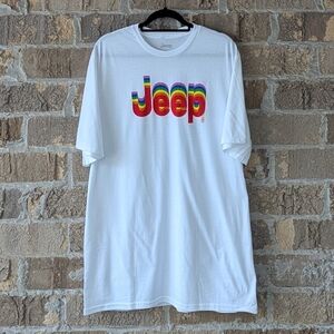 NEW Jeep Rainbow Pride Short Sleeve T-Shirt Size XL White Unisex